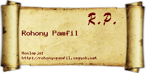 Rohony Pamfil névjegykártya